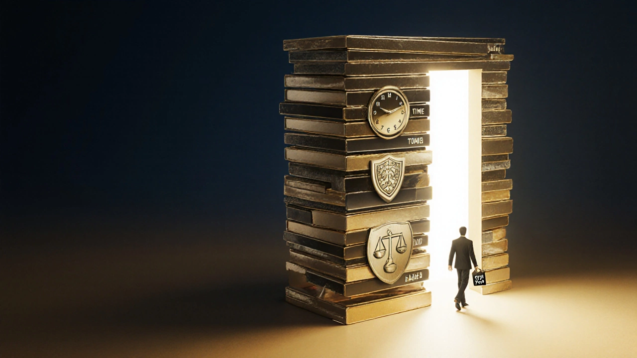 Abstract door made of credit cards leading to a bright luxury interior.