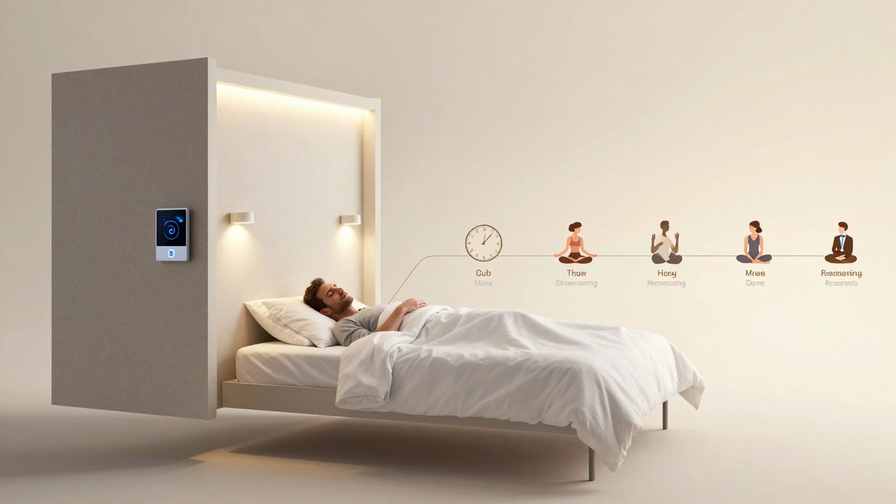 Conceptual image of a luxury apartment's smart systems supporting a peaceful, recharged life.