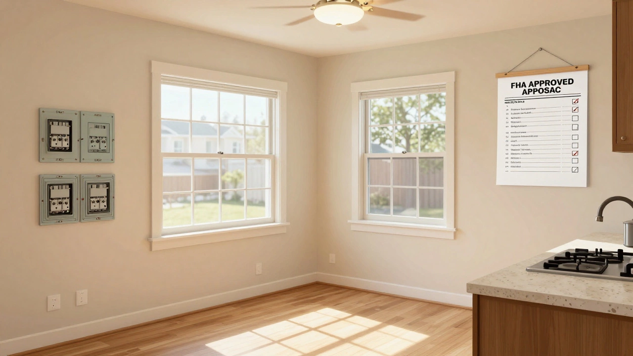 A well-maintained 1980s home with updated electrical systems and functioning windows, meeting FHA standards.