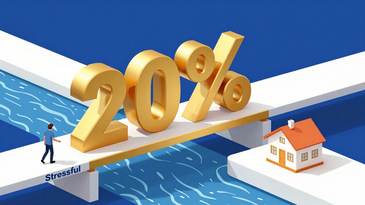 3D illustration of a 20 percent down payment acting as a bridge to home ownership