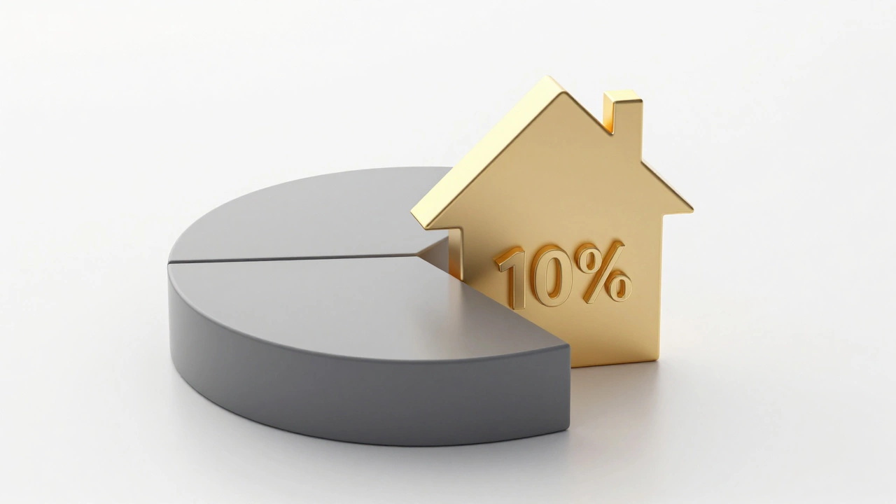 A conceptual 3D house model with 10 percent of the structure highlighted in glowing gold.