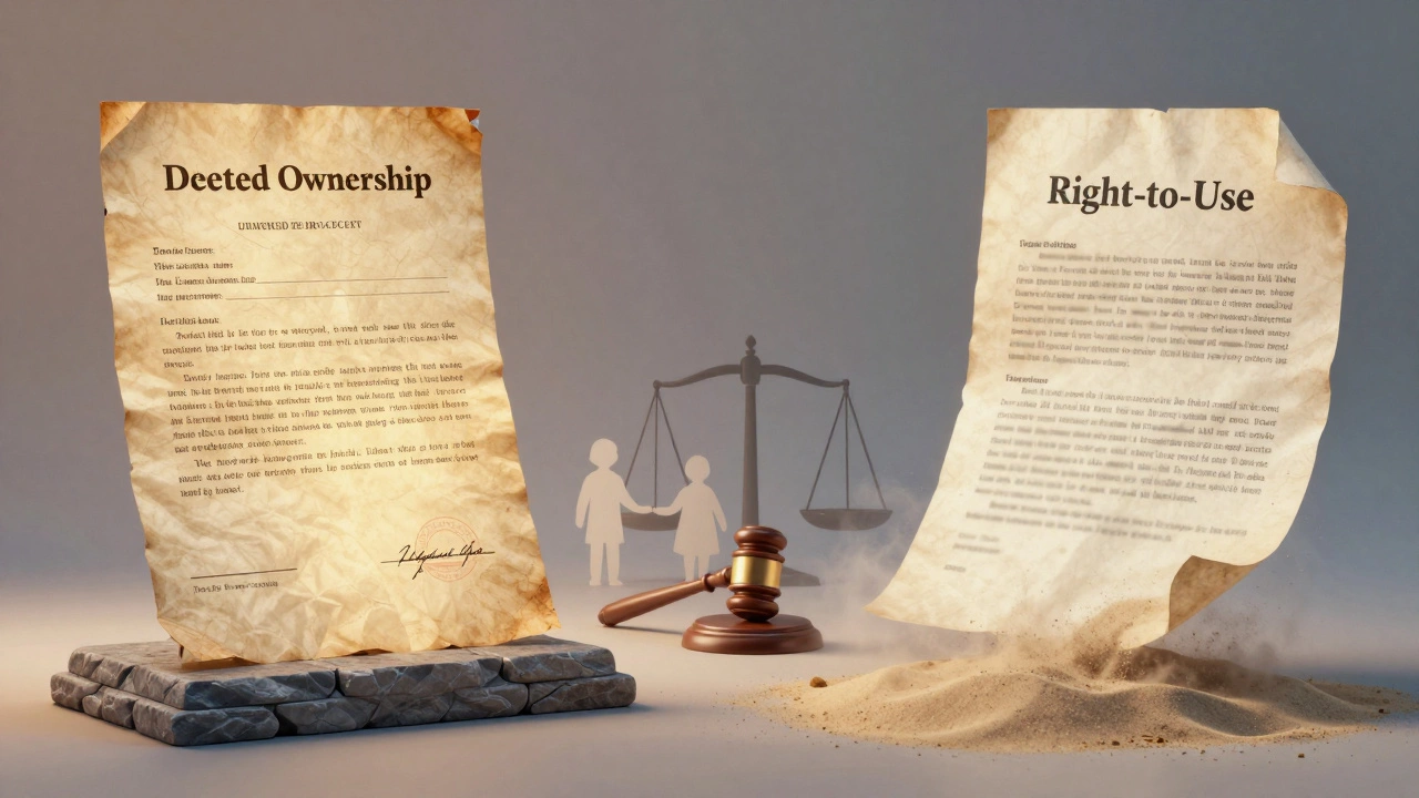 Illustration comparing deeded vs right-to-use timeshare ownership