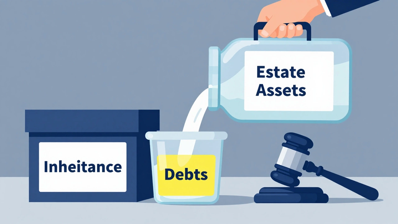 Vector graphic showing estate assets paying debts first