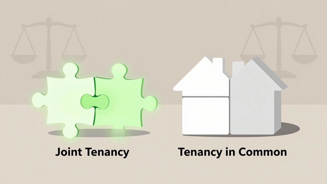 Visual comparison of joint tenancy vs tenancy in common property rights