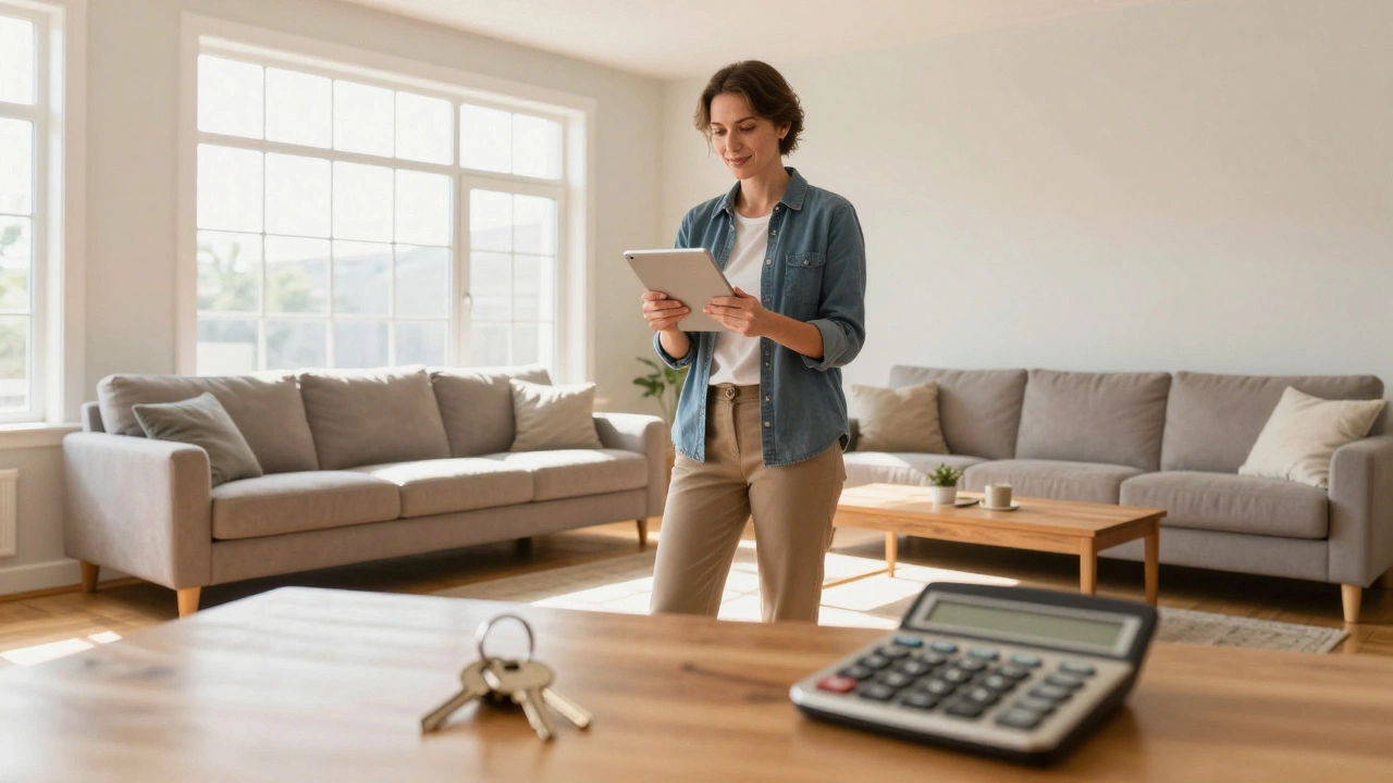 Investor reviewing data in a bright, newly purchased rental property