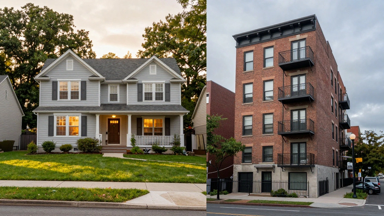 Suburban house vs city apartment comparing housing costs